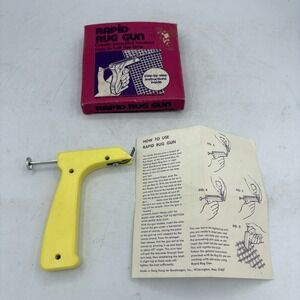 Vintage Rapid Rug Gun Latch Hook Tool Original Box Crafting Instruction
